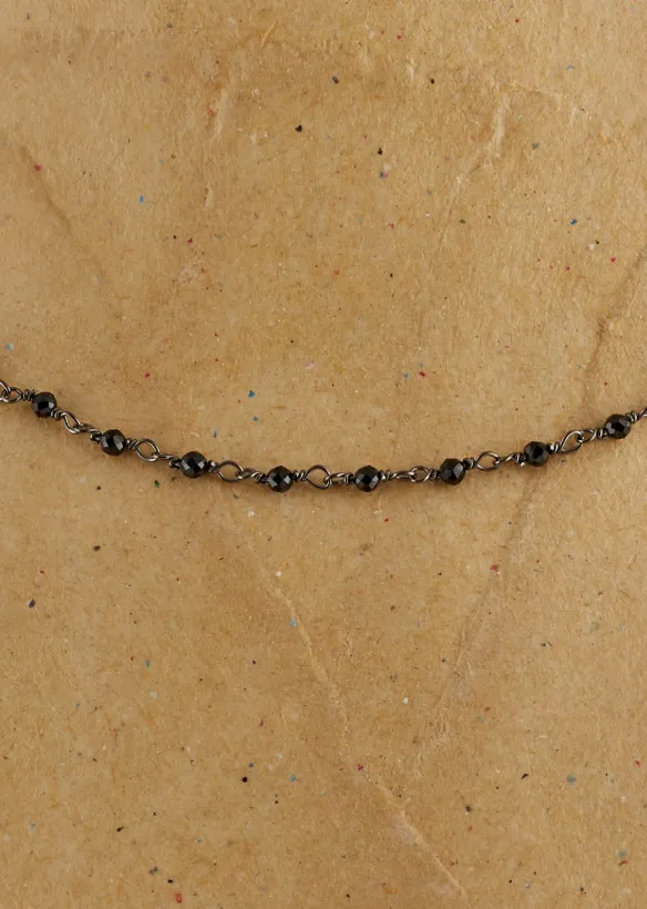 Pyrite Black Spinal Rosary Stone Necklace