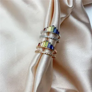 Rainbow microdiamond ring ring