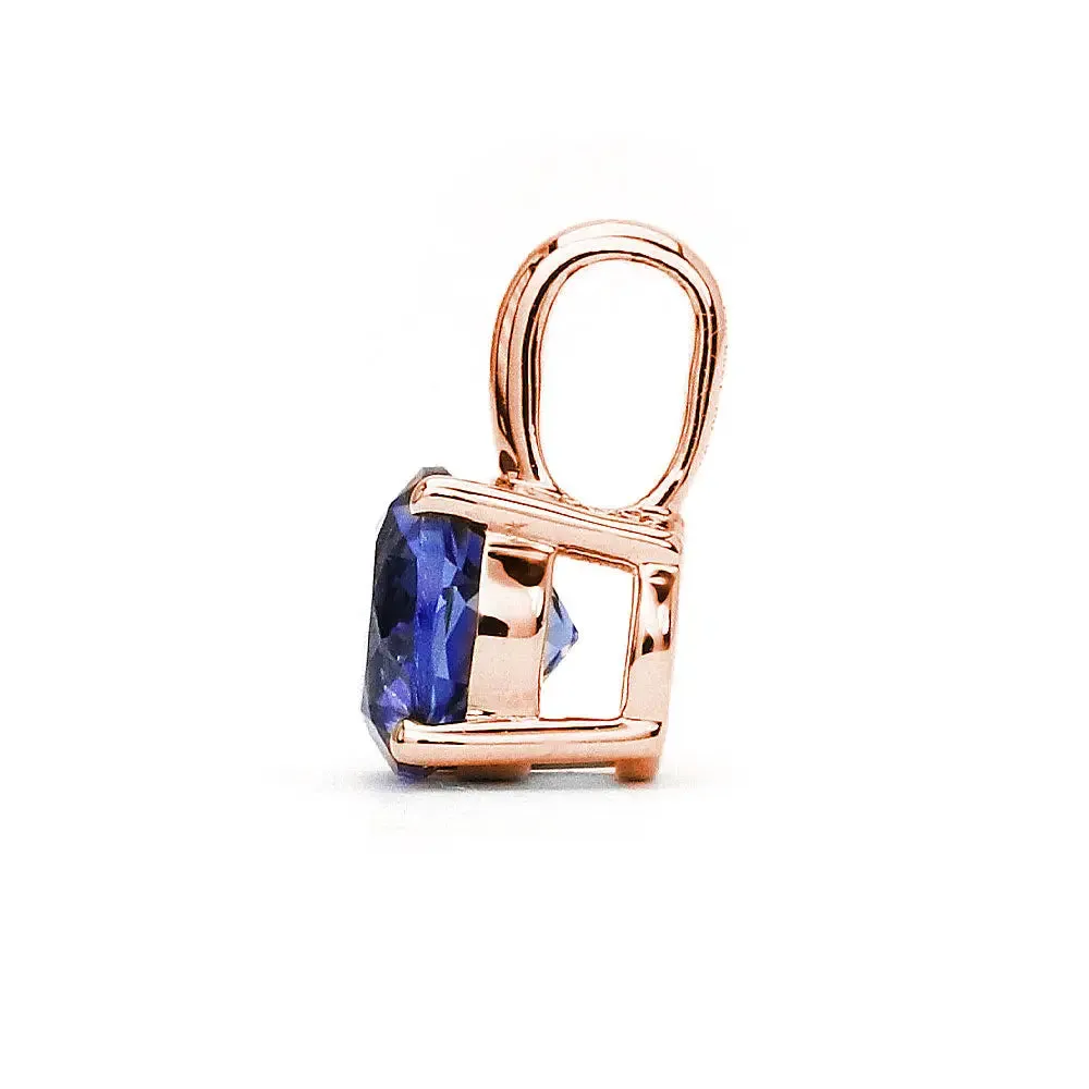 Ready Made | Betty Round Blue Lab Grown Sapphire Pendant in 18K Rose Gold