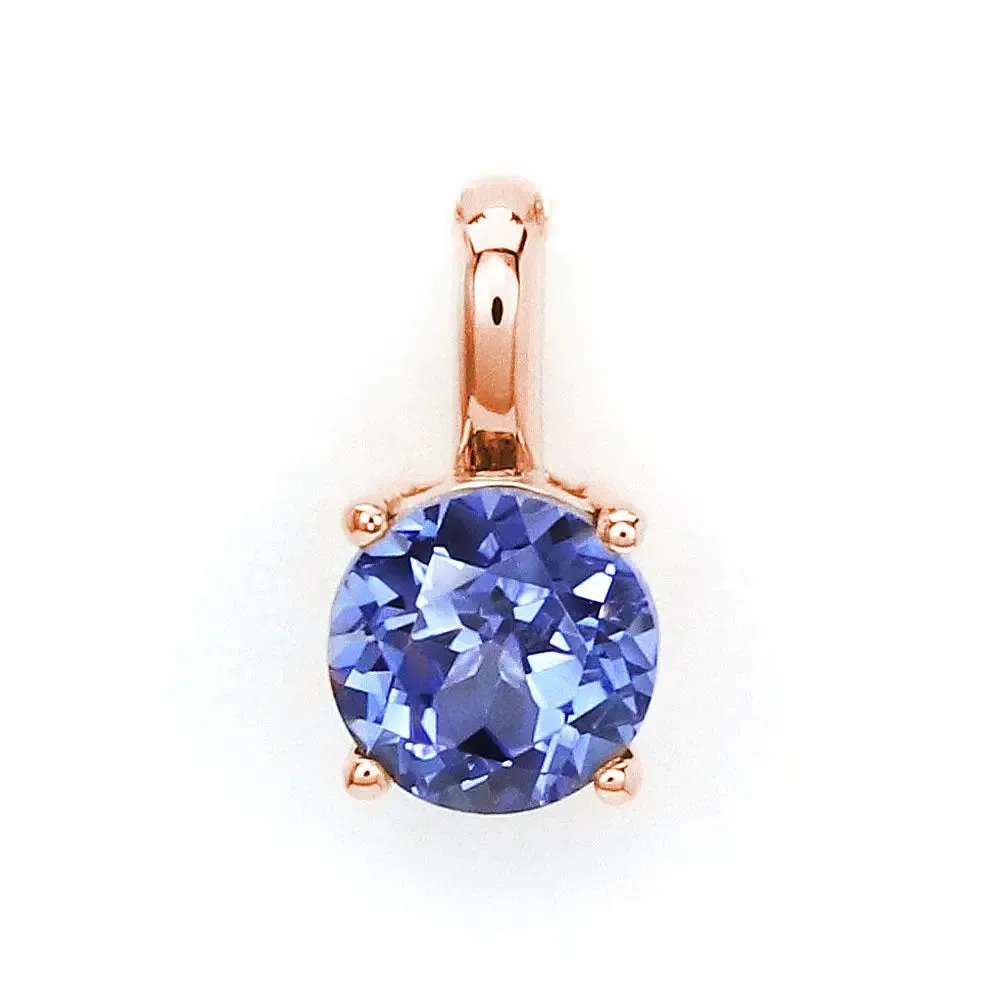 Ready Made | Betty Round Blue Lab Grown Sapphire Pendant in 18K Rose Gold