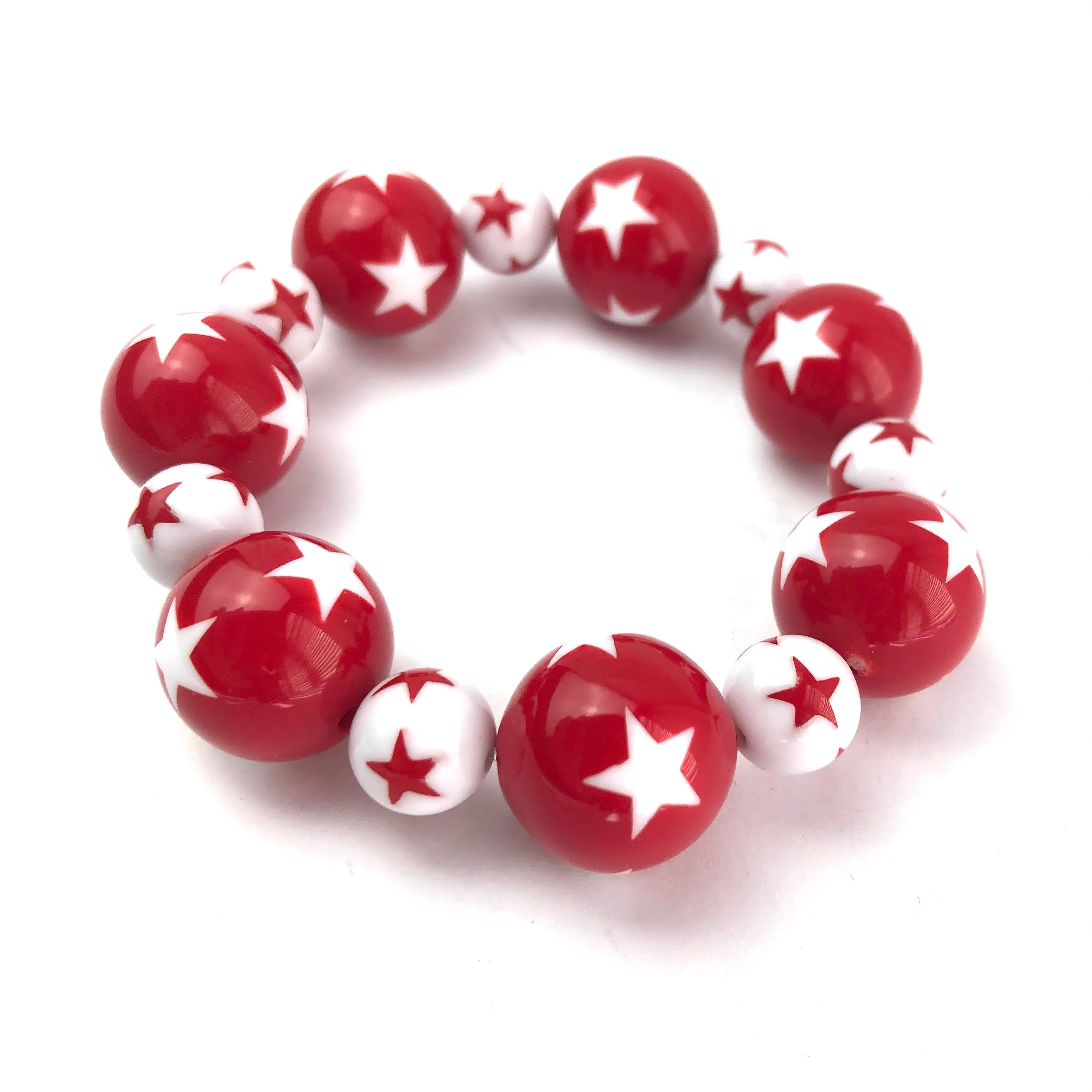 Red & White Star Statement Stack Bracelet