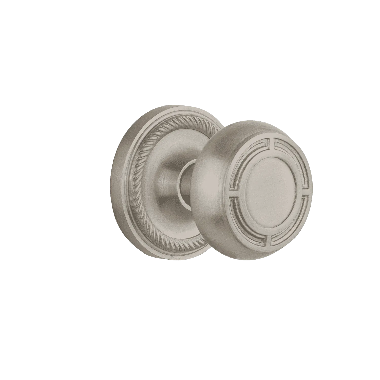 Rope Rosette with Mission Knob in Satin Nickel