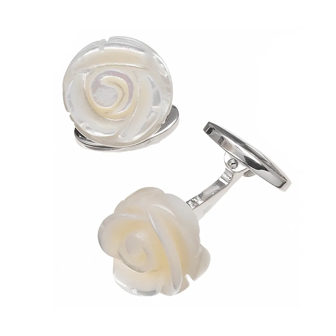 Rose Carved Sterling Cufflinks