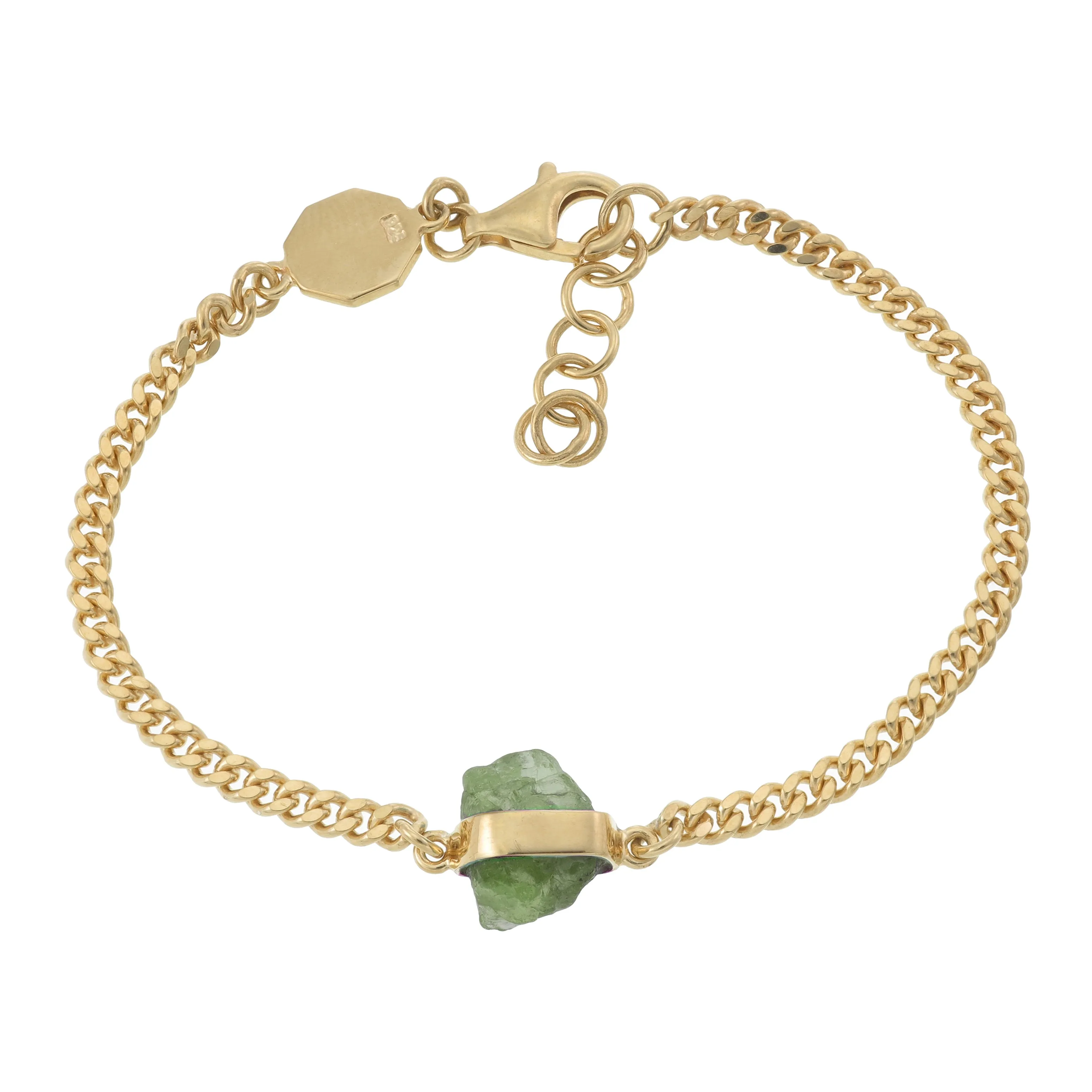 ROUGH GEM CHAIN BRACELET - PERIDOT - GOLD