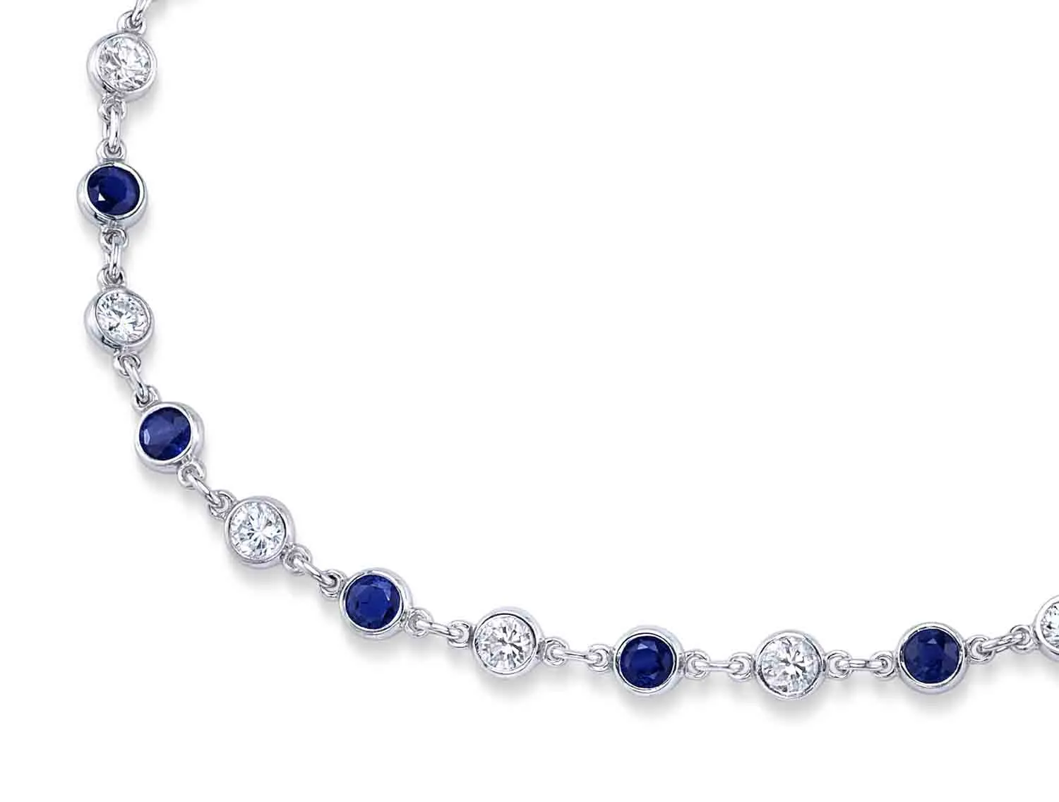 Sapphire and Diamond Necklace in Platinum