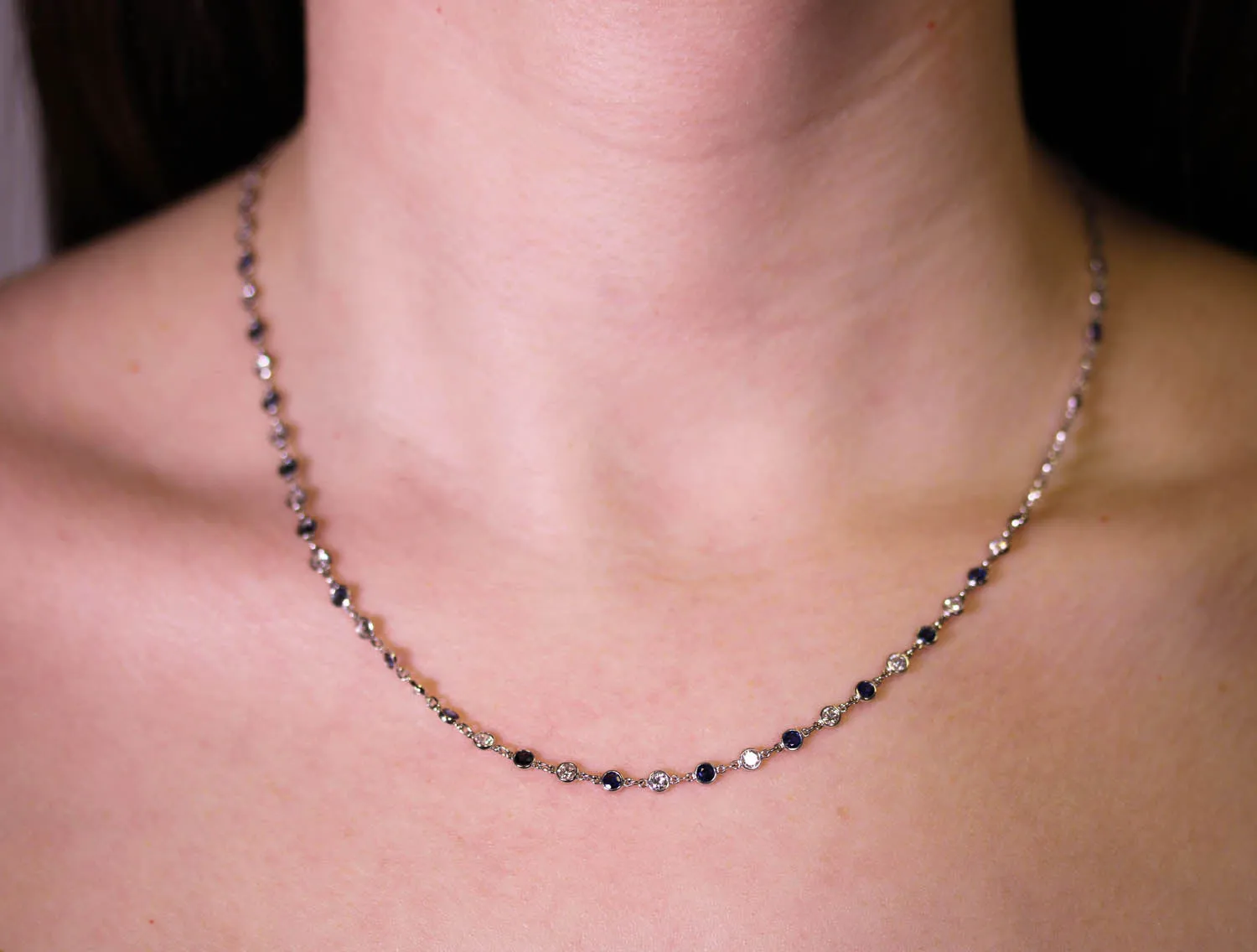 Sapphire and Diamond Necklace in Platinum