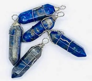 (set Of 5) Lapis Wire Wrapped Point