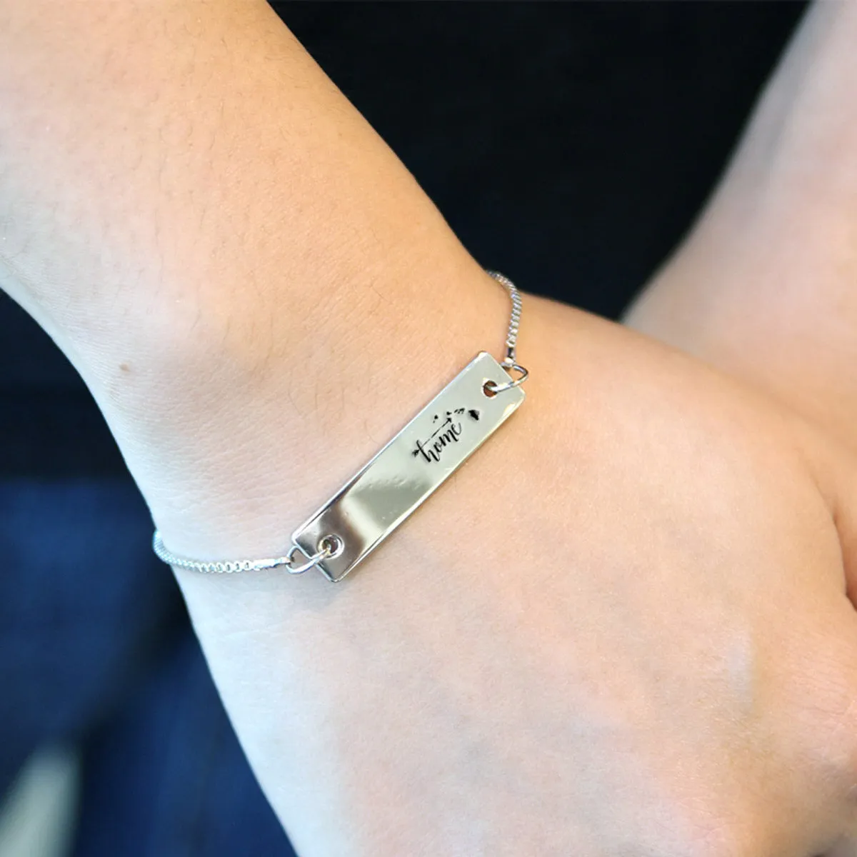 Silver Home is Hawaii Adjustable Bar Bracelet