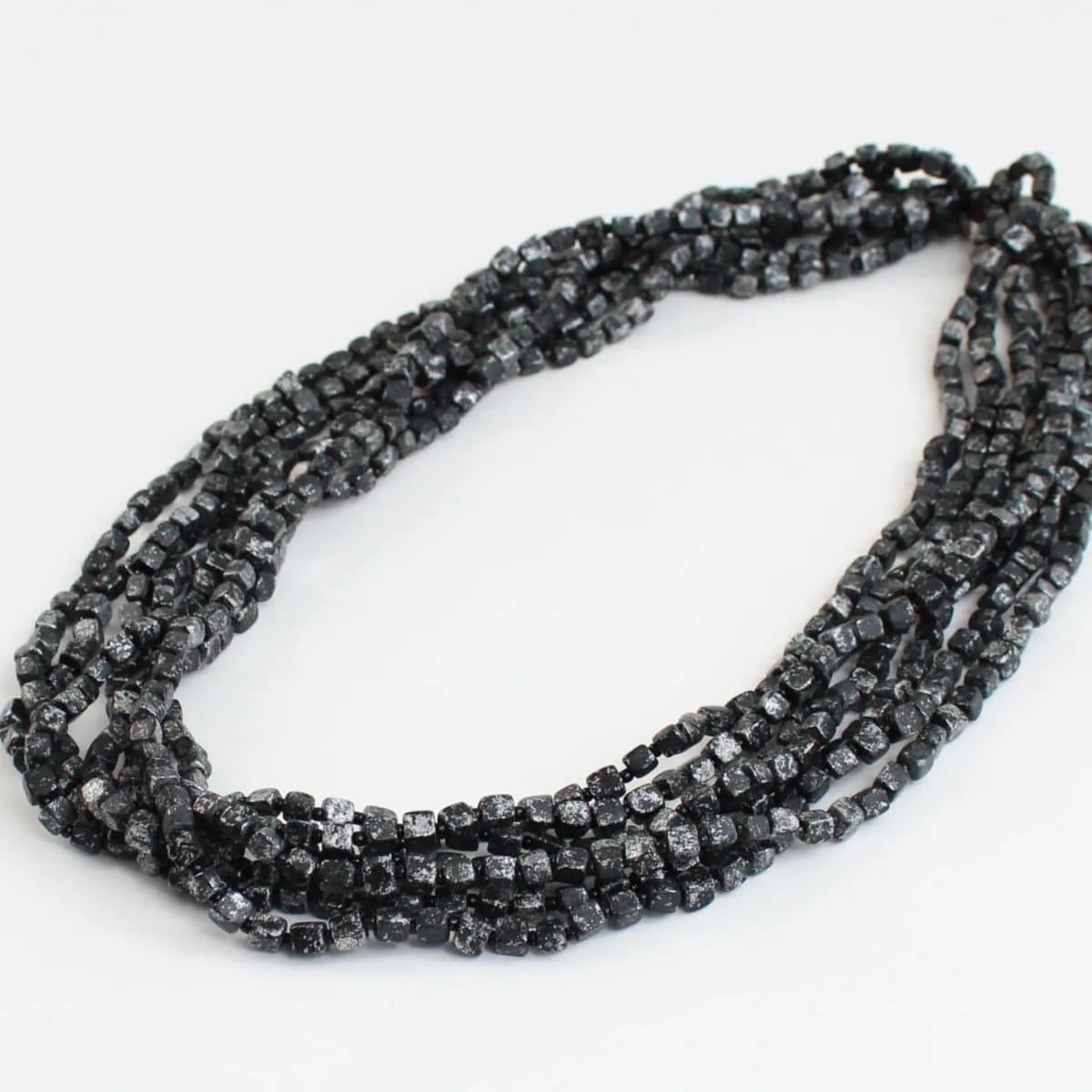 Silver Multi Strand Beaded Lacey Necklace