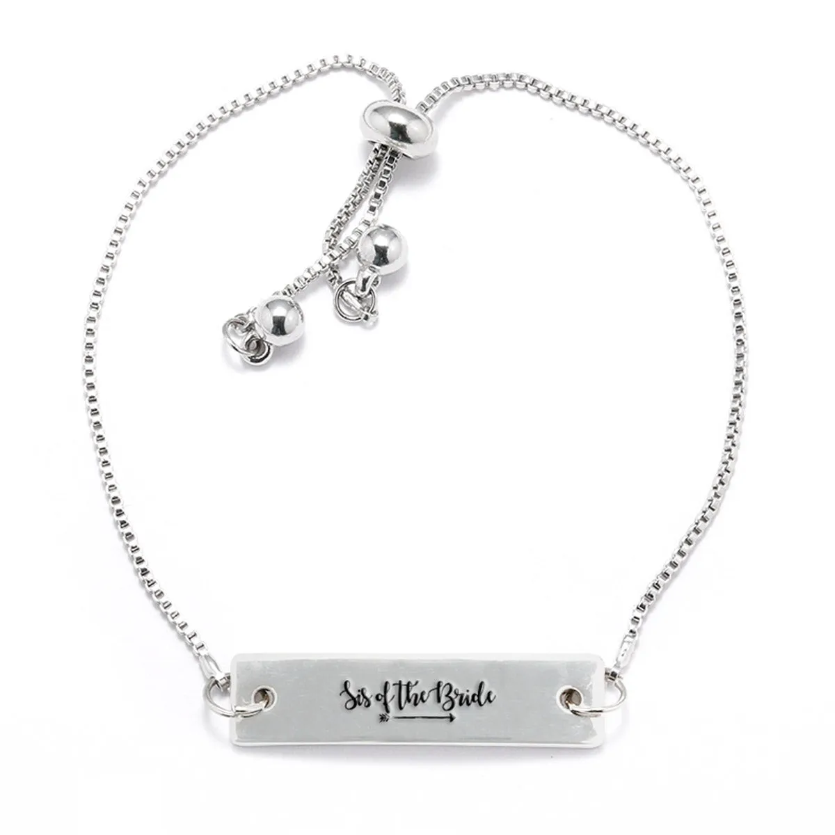 Silver Sis of the Bride Adjustable Bar Bracelet