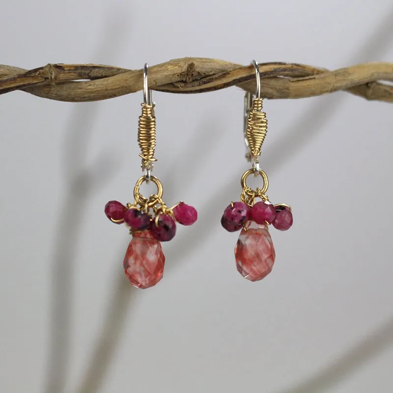 Small Cherry Quartz Drop Earrings