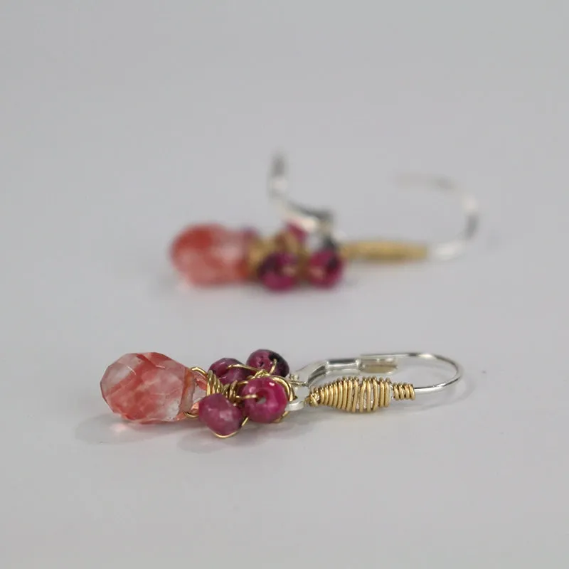 Small Cherry Quartz Drop Earrings