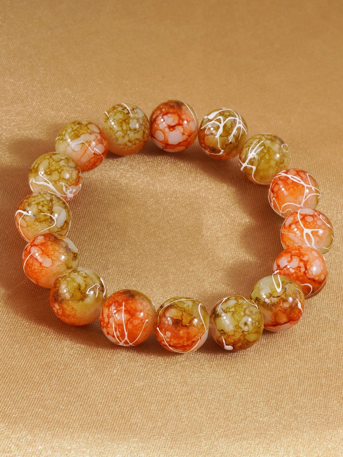 Splash Graphic Burned Orange Beaded Bracelet Women Bracelet Stackable Bracelet