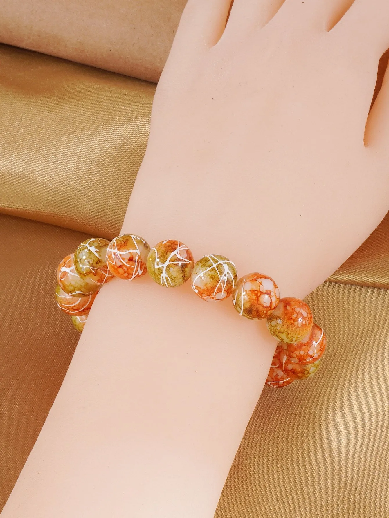 Splash Graphic Burned Orange Beaded Bracelet Women Bracelet Stackable Bracelet