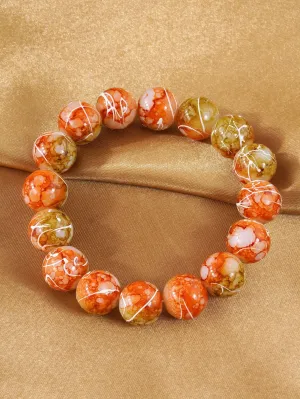 Splash Graphic Burned Orange Beaded Bracelet Women Bracelet Stackable Bracelet