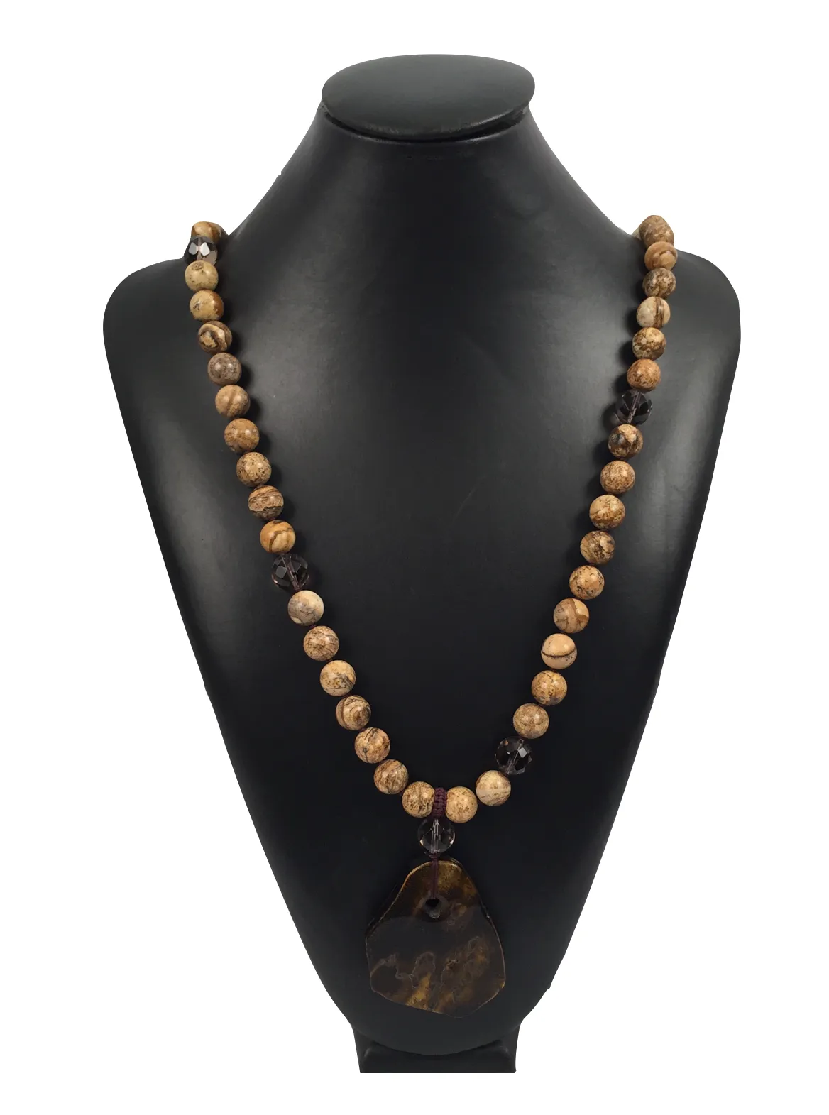 Stone Necklace ''Jasper" with Gourd Pendant