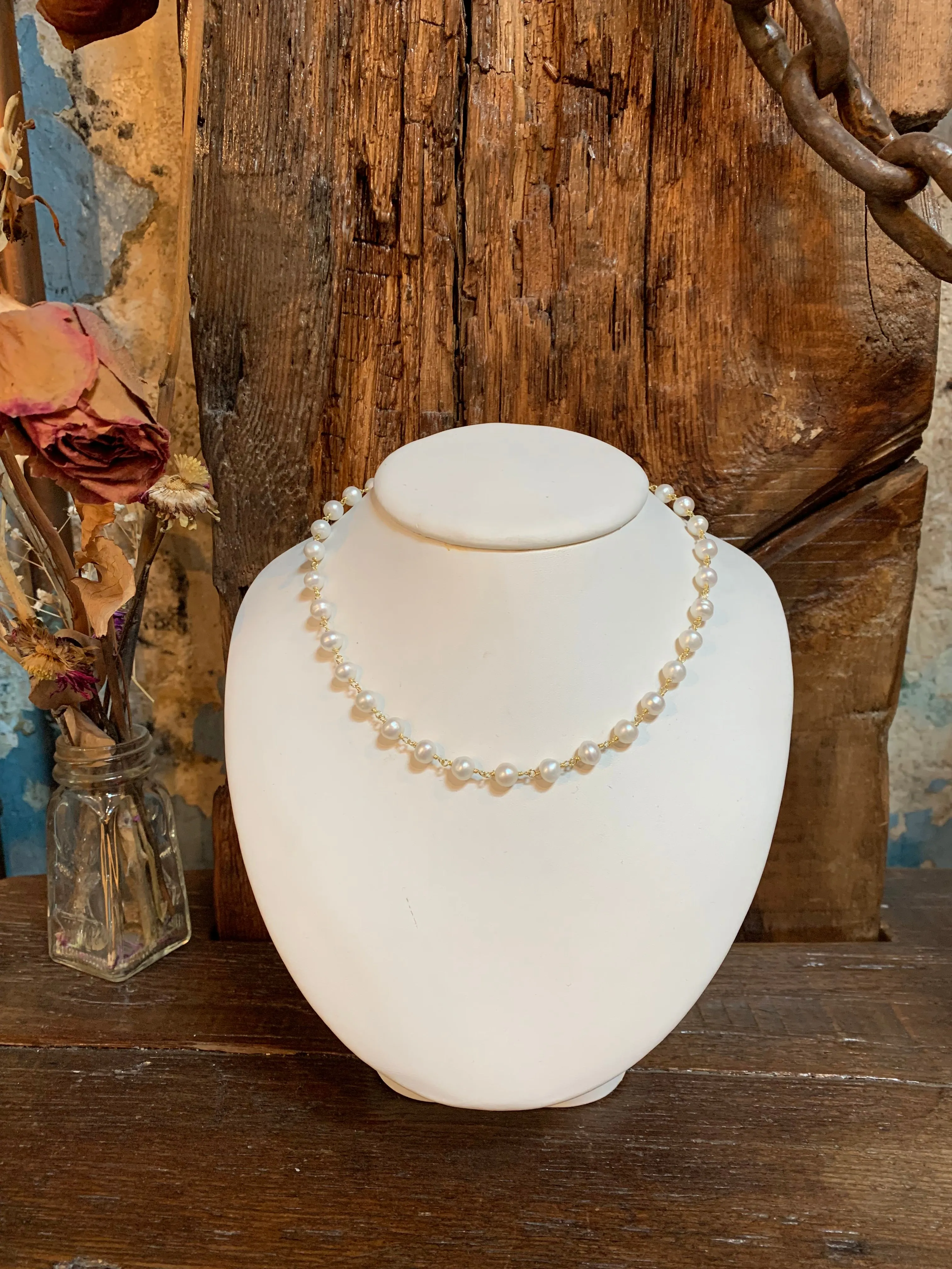 Susan Rifkin Chunky Pearl Choker Necklace