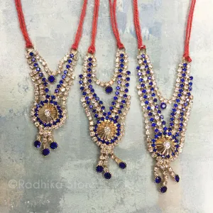 Temple Dome - Sapphire Blue - Multi Strand - Rhinestone Deity Necklace