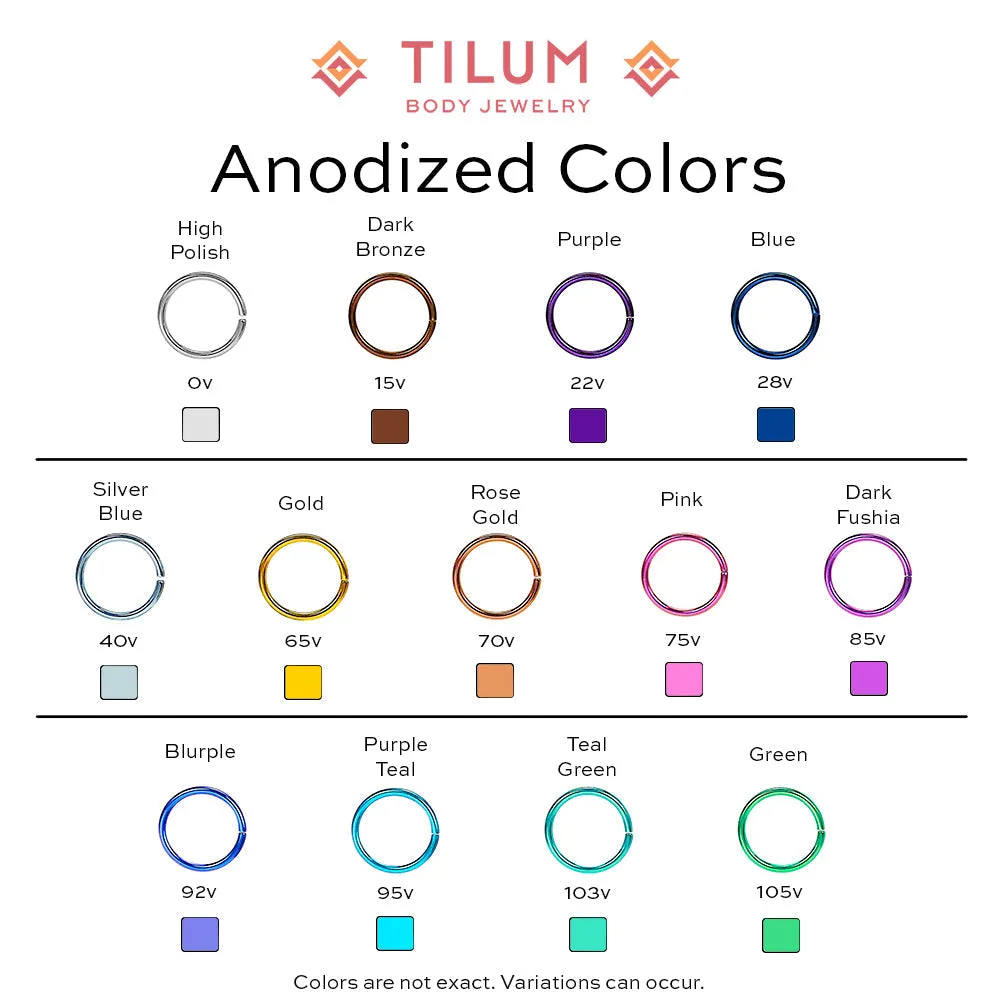 Tilum 14g-12g Internally Threaded Titanium Corner Prong-Set Square Jewel Top - 3mm - Price Per 1