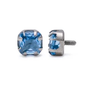 Tilum 14g-12g Internally Threaded Titanium Corner Prong-Set Square Jewel Top - 3mm - Price Per 1