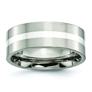 Titanium and Silver Ring High Polish Finish in 8mm