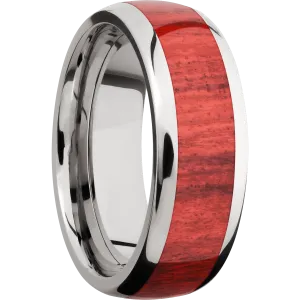 Titanium with Polish Finish and Red Heart Inlay