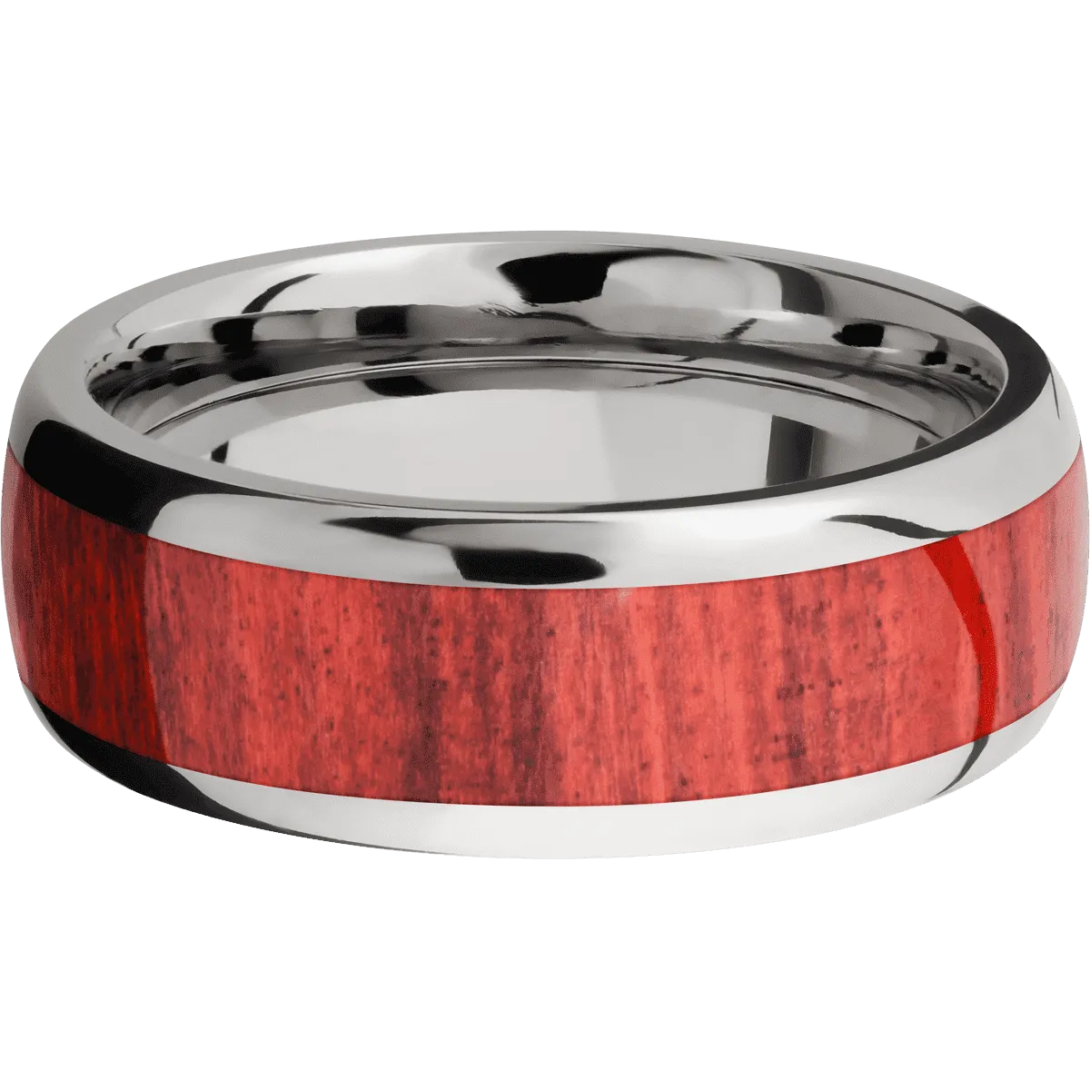 Titanium with Polish Finish and Red Heart Inlay