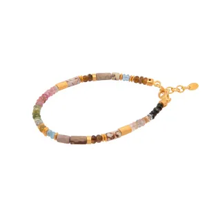 Tourmaline, Jasper and Apatite 4mm Bracelet 24K Fair Trade Gold Vermeil