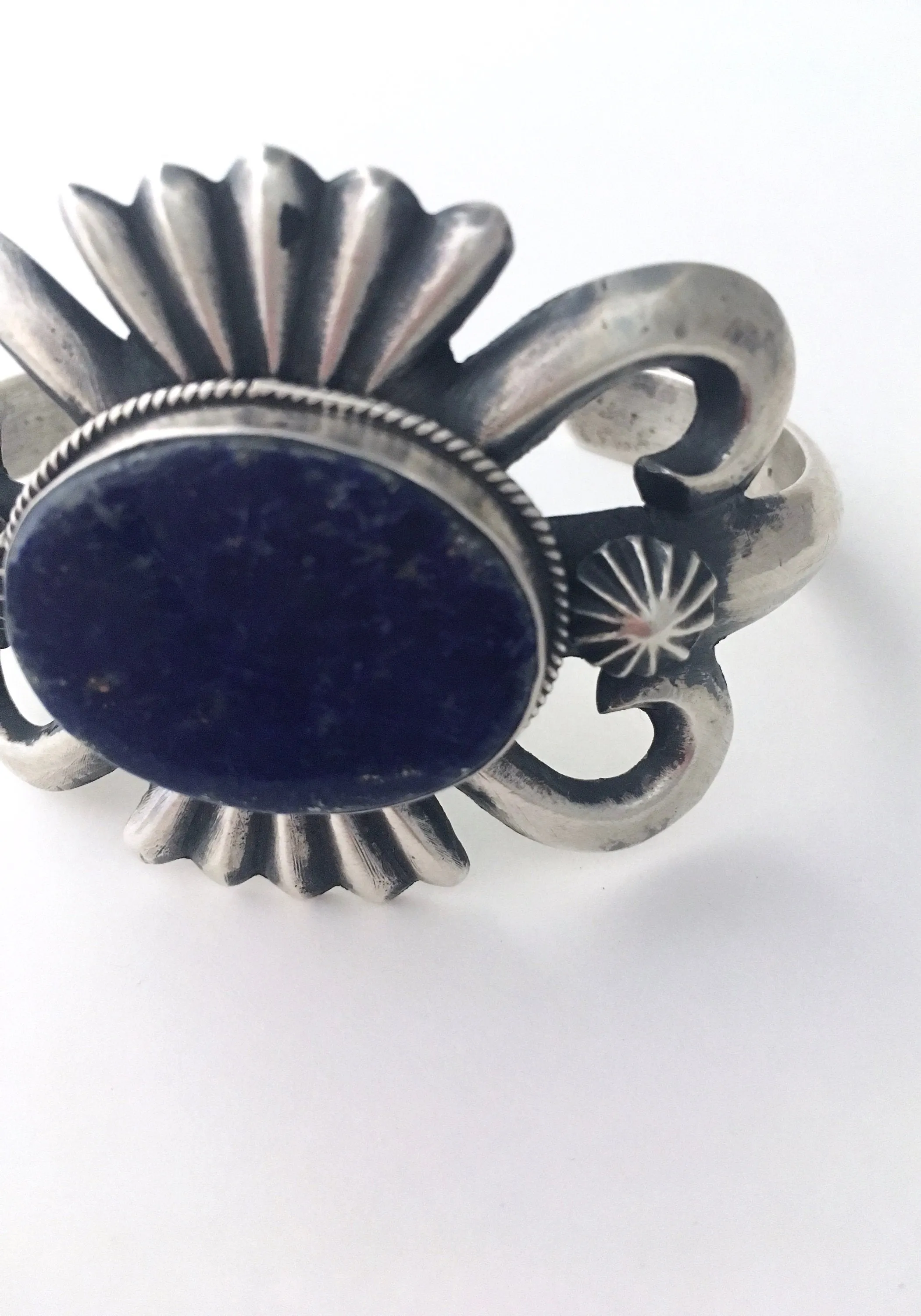 TRUE BLUE Sand Cast Silver & Blue Lapis Cuff by Chimney Butte