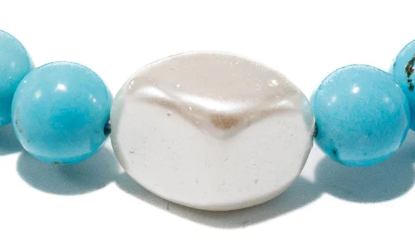 Turquoise Howlite & Mother Of Pearl Natural Gemstone Bracelet