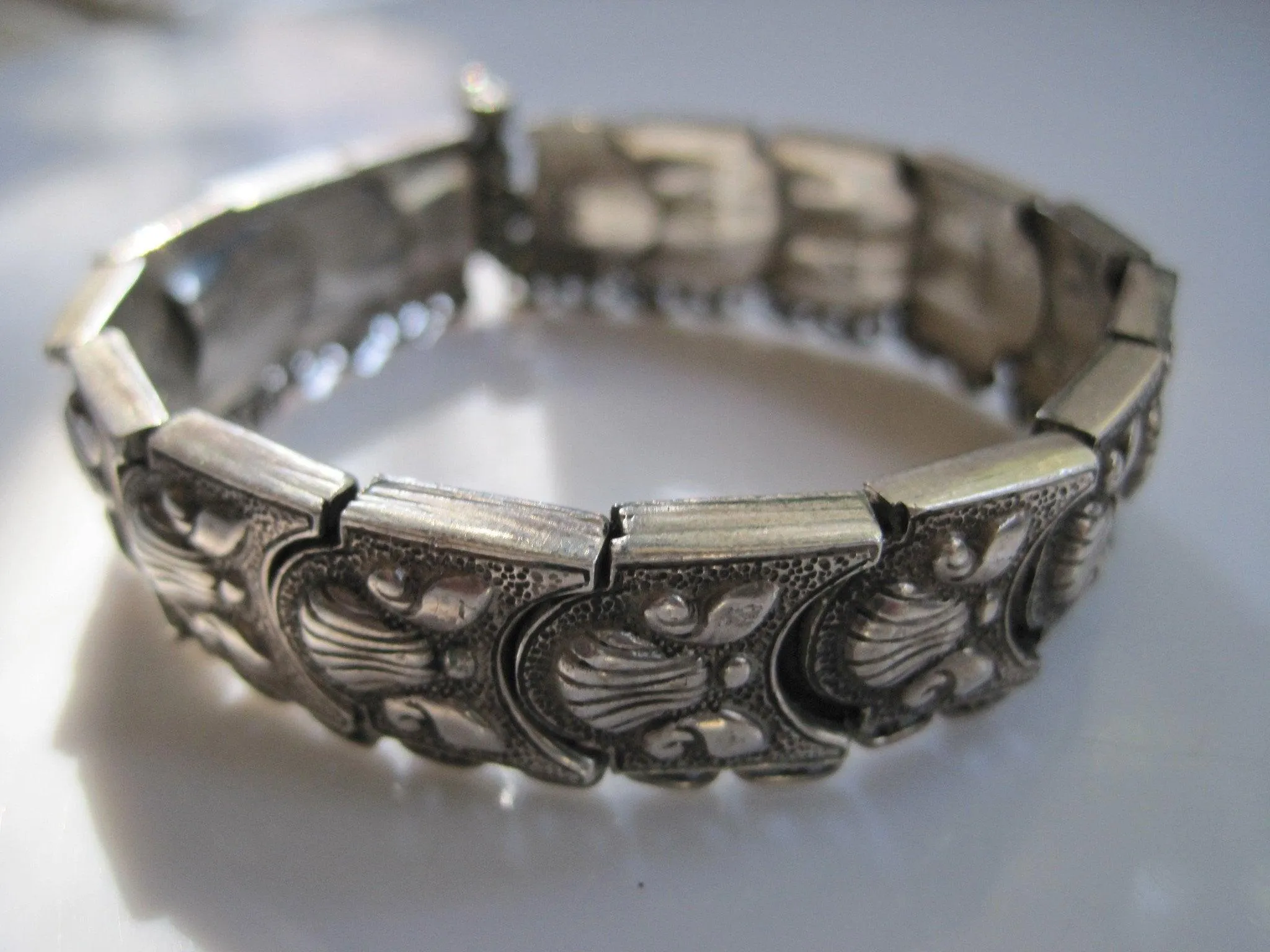 Vintage Byzantine Style Turkish Sterling Silver Bracelet by 84 NU