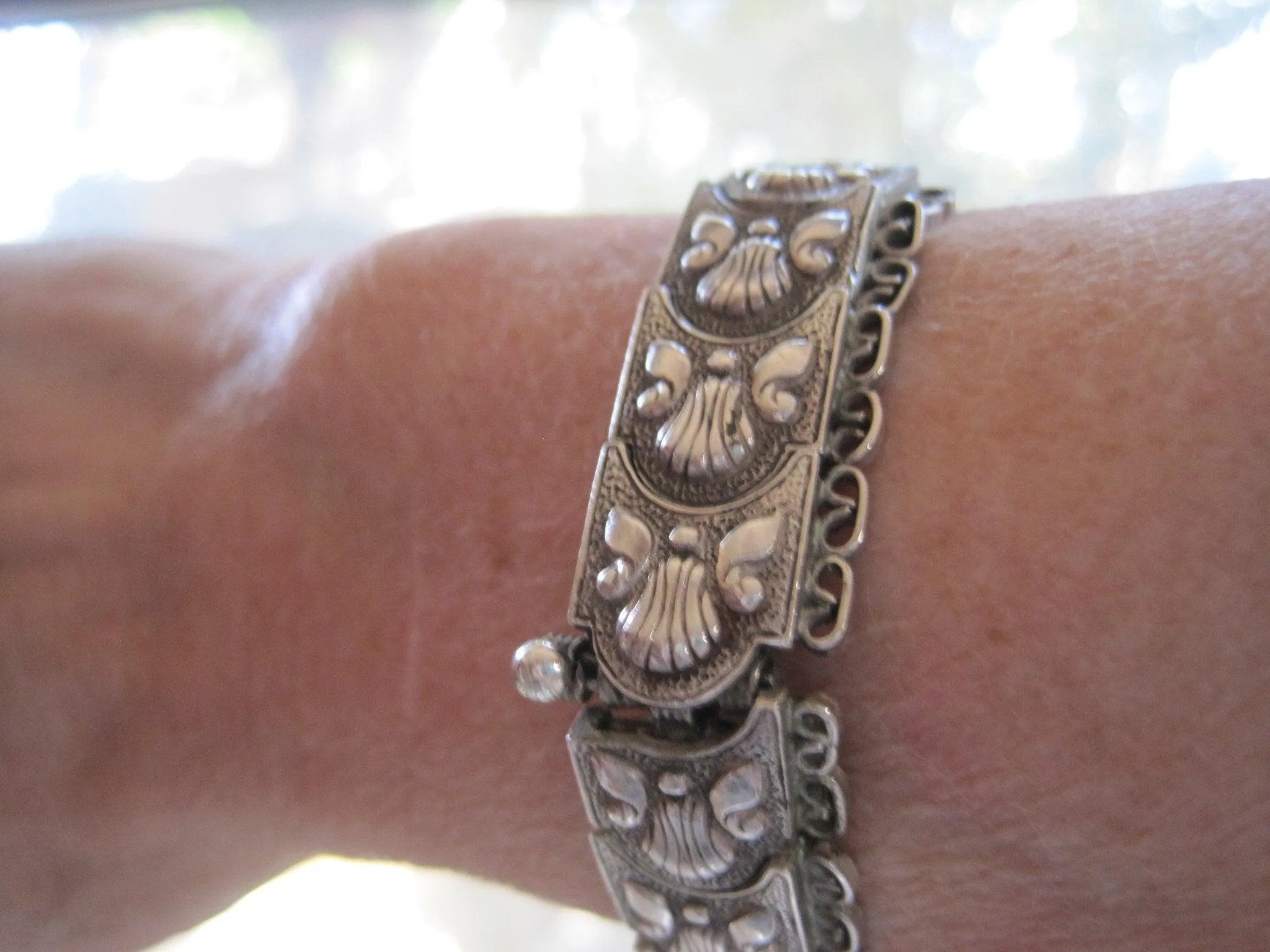 Vintage Byzantine Style Turkish Sterling Silver Bracelet by 84 NU