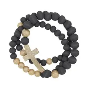 Wood Beaded Cross Bracelets