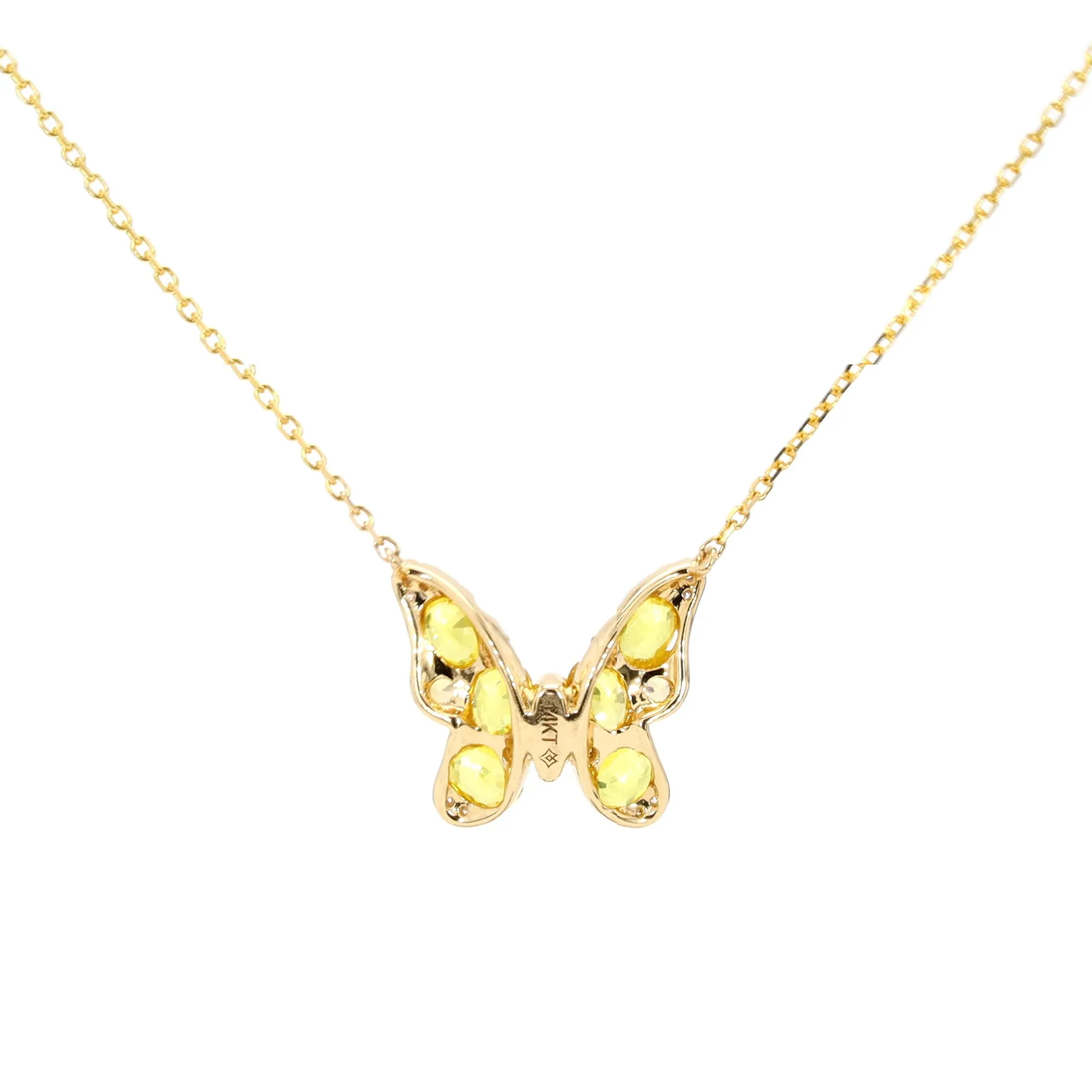 Yellow Sapphire and Diamond Butterfly Necklace