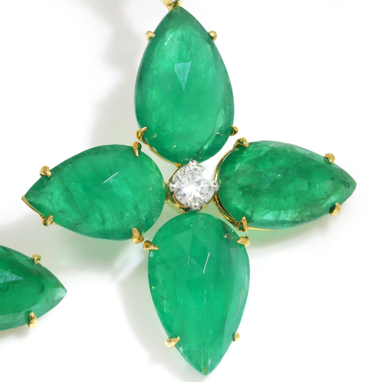 Zambian Emerald Star Drop Earrings 18K Yellow Gold 25.50ctw