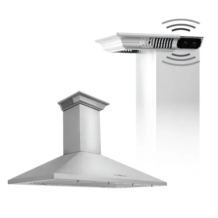 ZLINE 36 IN. Wall Mount Range Hood in Stainless Steel with Built-In CrownSound® BlueTooth Speakers (KL2CRN-BT-36)